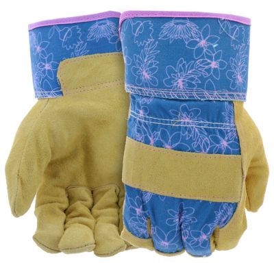 Miracle-Gro Floral Print Split Leather Palm Glove