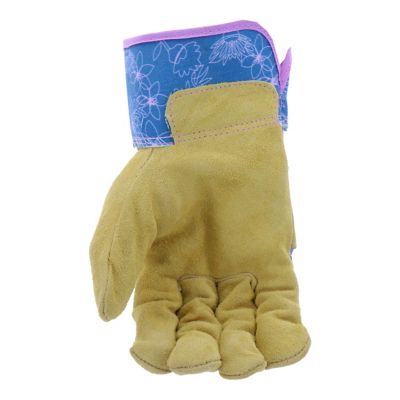Image showing  Floral Print Split Leather Palm Glove
