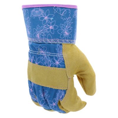 Image showing  Floral Print Split Leather Palm Glove