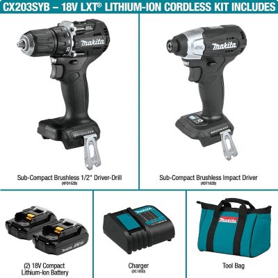 Image showing  18 V LXT Lithium Ion Sub Compact Brushless 2 pc. Combo Kit 1.5 Ah