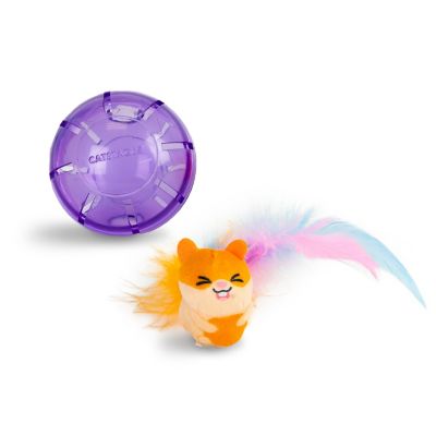 Catstages Hamster Ball Interactive Treat Stuffer for Cats with Plush Toy Inside, Purple