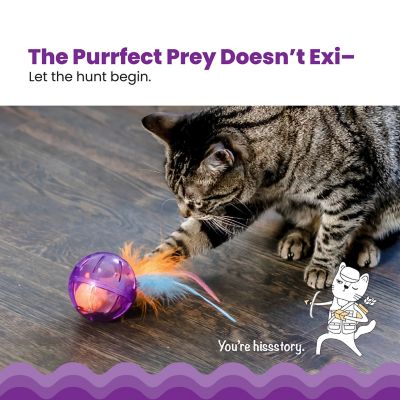 Image showing  Hamster Ball Interactive Treat Stuffer for Cats with Plush Toy Inside, Purple