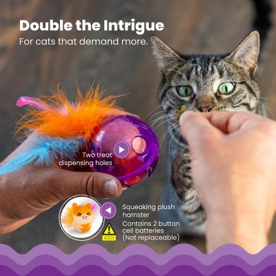 Image showing  Hamster Ball Interactive Treat Stuffer for Cats with Plush Toy Inside, Purple
