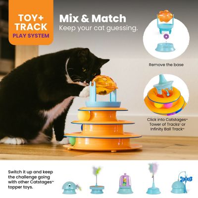 Image showing  2-in-1 Treat Toy Spinning Fish Cat Toy and Cat Ball Track Topper