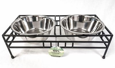 Advance Pet Product Wrought Iron Double Diner Roman Black