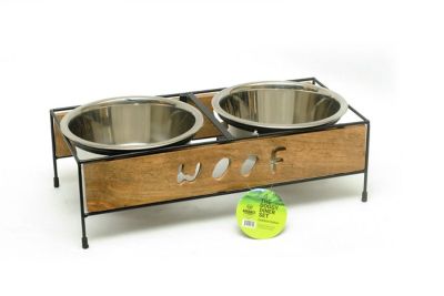 Advance Pet Product Iron & Wood Double Diner, Woof