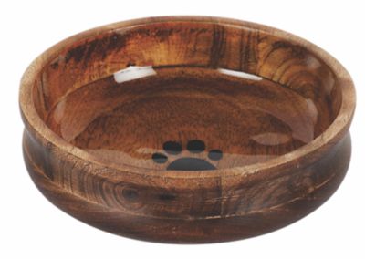 Image showing  Round Wood Bowl with Paw Print