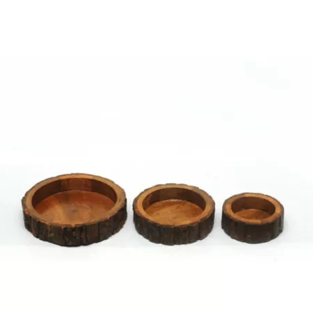 Advance Pet Product Round Wood Bark Bowl Elevated Bowls