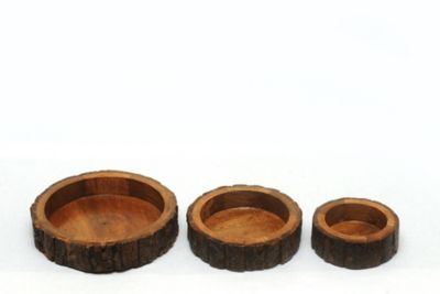 Advance Pet Product Round Wooden Bark Bowl