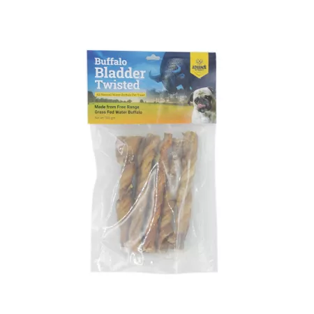 Advance Pet Product Water Buffalo Twist Bladder 100g Resealable Bag with Header Card Dog Bones Rawhide & Rawhide Alternative