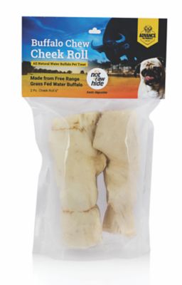 Advance Pet Product Water Buffalo Cheek Roll Natural 6 in., 2 pc. Reselable Bag with header Card