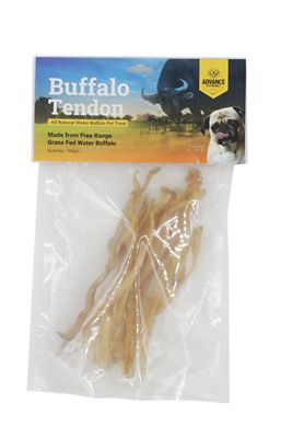 Advance Pet Product Water Buffalo Tendon 100 gm Reselable Bag with header Card