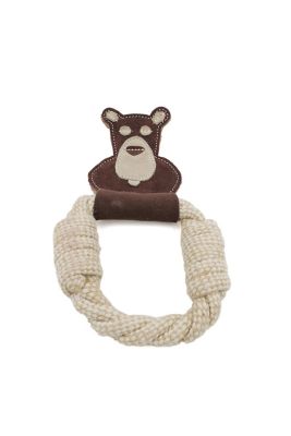 Advance Pet Product Cotton Tug with Leather, Bear