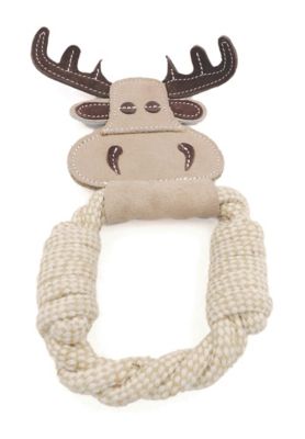 Advance Pet Product Cotton Tug with Leather, Moose