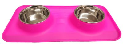 Advance Pet Product Silicone Double Diner 1 Pint per each Bowl, Pink