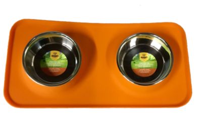 Advance Pet Product Silicone Double Diner 1 Pint per each Bowl, Orange