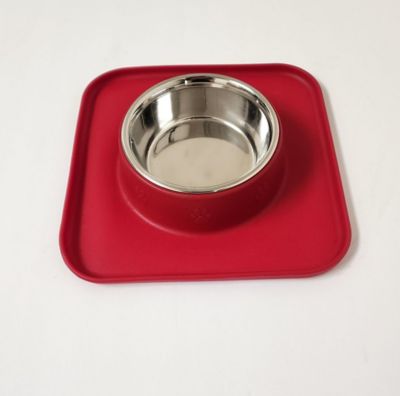 Advance Pet Product 1/2 Pint Silicone Square Single Diner Mat, Red