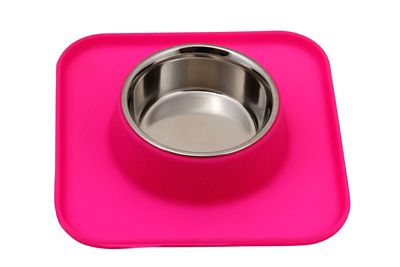 Advance Pet Product 1/2 Pint Silicone Square Single Diner Mat, Pink