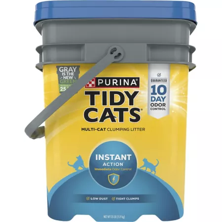 Tidy Cats Purina Instant Action Unscented Clumping Clay Cat Litter Multi-Cat 35 lb Pail Cat Litter