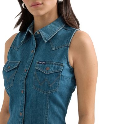 Image showing  Women's Sleeveless Western Snap Shirt Dress