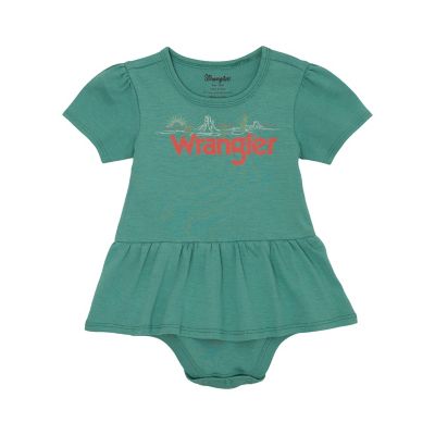 Wrangler Baby Girl's Short Sleeve Logo Skirted Bodysuit