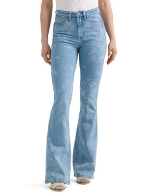 Image showing 1 th Wrangler Women's Retro Baley High Rise Printed Flare Jean