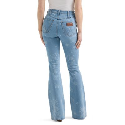 Image showing  Women's Retro Baley High Rise Printed Flare Jean