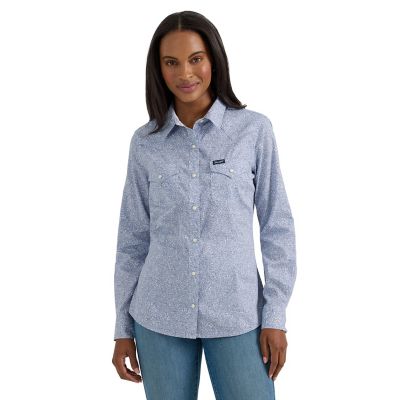 Wrangler Women's Western Snap Print Shirt
