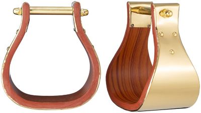 Tough1 Adult Wood Stirrups With Polished Brass