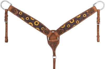 Tough1 Sunflower Print Breastcollar With Leather