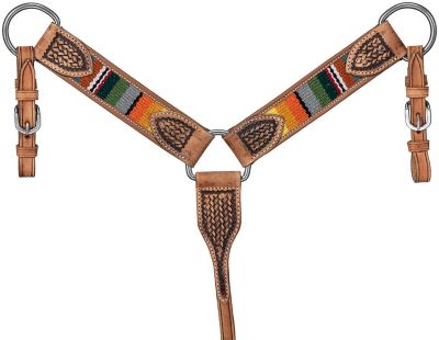 Tough-1 Leather Breastcollar With Woven Serape Inlay