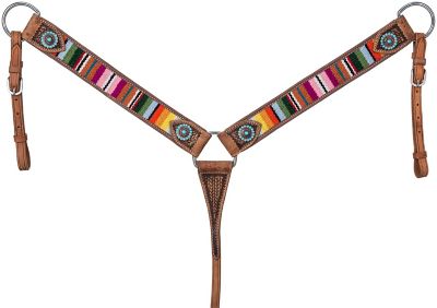 Image showing  Leather Breastcollar With Woven Serape Inlay