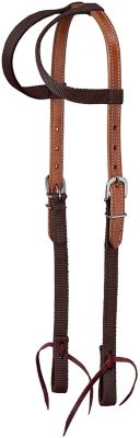 Tough-1 Solid Color Double Ear Hybrid Headstall With Leather