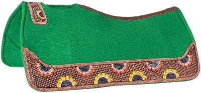 Tough-1 Felt Saddle Pad With Leather and Hand Painted Sunflower Design