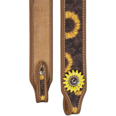 Image showing  Sunflower Print Brow Headstall With Leather