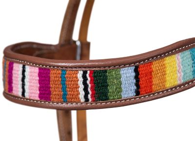 Image showing  Browband Leather Headstall With Woven Serape Inlay