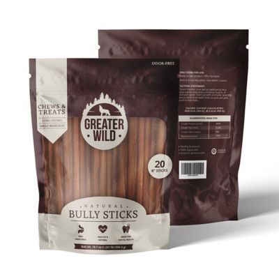 Greater Wild All Natural Ingredient 6 in. Thick Bully Sticks, Chews & Treats for Dogs - 20 Sticks