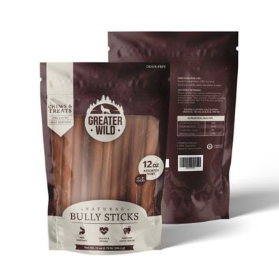 Greater Wild All Natural Ingredient 4-9 in. Assorted Bully Sticks Size, Chews & Treats for Dogs - 12oz