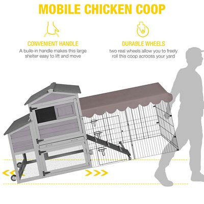 Image showing  Wooden Chicken Coop on Wheels, 2 to 4 Chicken Capacity, Inner Space 14 sq. ft.