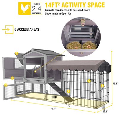 Image showing 5 th Aivituvin Wooden Chicken Coop on Wheels, 2 to 4 Chicken Capacity, Inner Space 14 sq. ft.