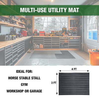 Image showing 6 th Boomerang Rubber Inc. 5/16 in. Rubber Horse Stable Stall, Gym, Workshop, Garage, Utility Use Mat