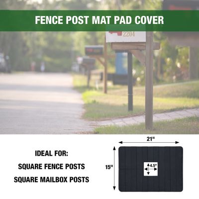 Image showing  21 in. x 15 in. x 5/16 in. Rubber Fence Post Mat Pad Covers for Square Posts 4 x 4 in.