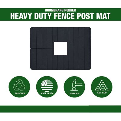 Image showing 5 th Boomerang Rubber Inc. 21 in. x 15 in. x 5/16 in. Rubber Fence Post Mat Pad Covers for Square Posts 4 x 4 in.