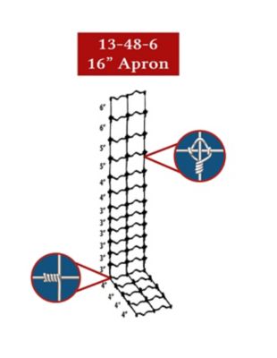 Image showing  Marauder Fixed Knot 16 in. Apron Fence, Class 3 12.5 Gauge High-Tensile, 13/48/6, 48 x 330