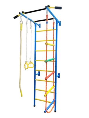 Funphix 5 in. 1 Swedish Ladder Wall Gym Set, Blue, FP-GYM-SMALL-BL