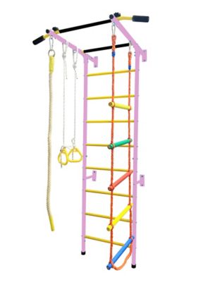 Funphix 5 in. 1 Swedish Ladder Wall Gym Set, Pink, FP-GYM-SMALL-P