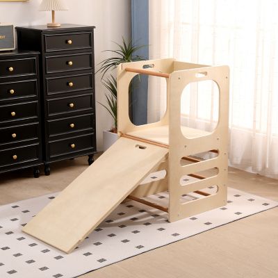 Image showing  Kids Step Stool Learning Helper Tower Kitchen Stool with Chalkboard and Slide, FPX-STOOL-CHLK