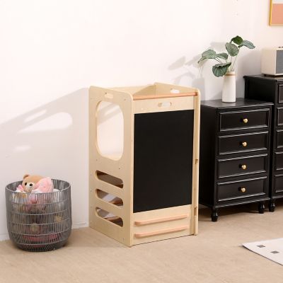 Image showing  Kids Step Stool Learning Helper Tower Kitchen Stool with Chalkboard and Slide, FPX-STOOL-CHLK