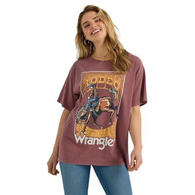 Image showing 0 th Wrangler Women's Acid Wash Graphic Oversized Tee