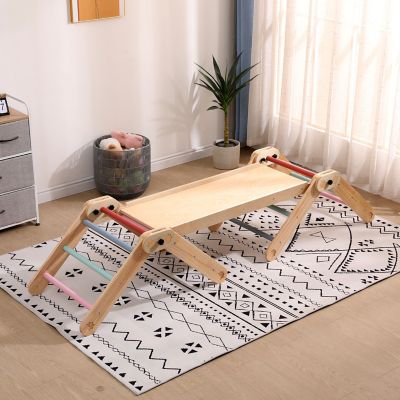 Image showing  Kids Modular Wooden Pikler with Ramp and Slide, Colored, FPX-MPKLR-C